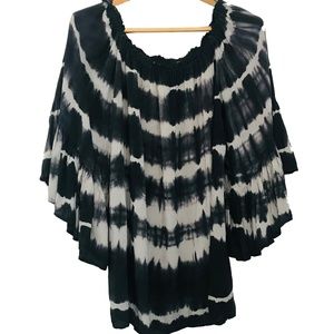 Urban Mango Tops - Urban Mango Navy Tie Dye Peasant Blouse Urban Mango Tops - Urban Mango Navy Tie Dye Peasant Blouse